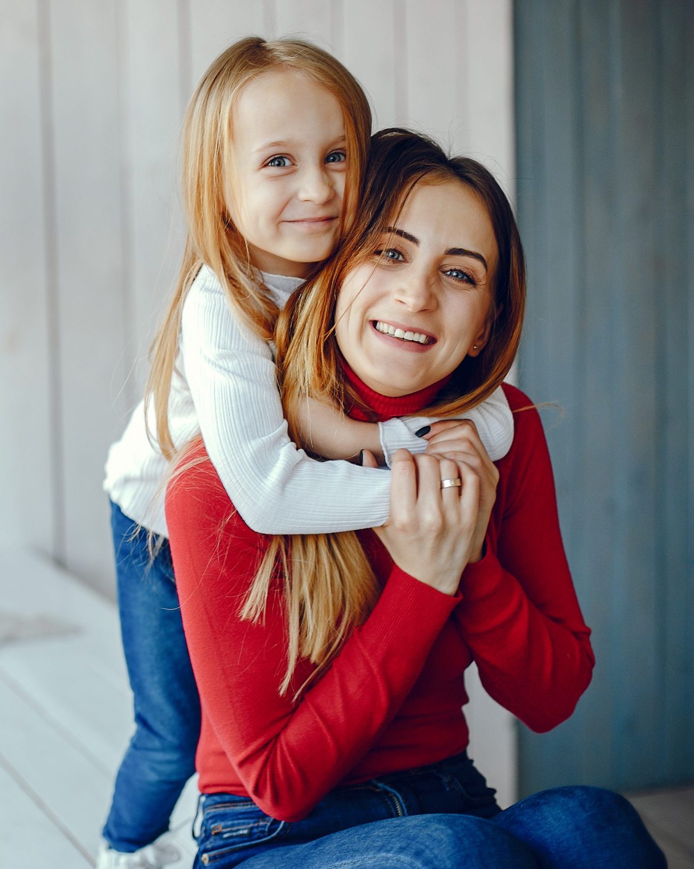 mother and daughter playing